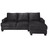3/4 seat leather corner sofa in black