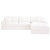 Corner sofa in white linen, seats 5 Stuart