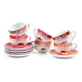 Coffret 6 tasses et soucoupes à café Rétro