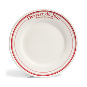 Assiette dessert Bistrot rayure rouge <br /> - Lot de 6