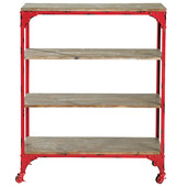 Scaffale-consolle industriale rosso su rotelle<br />Brooklyn