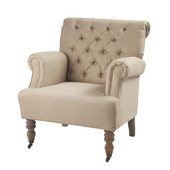 Fauteuil lin capitonné Augustin