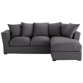 Corner sofa (right daybed) in Slate Grey cotton, seats 5,