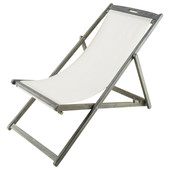 Steamer chair/ folding deckchair, ivory Panama