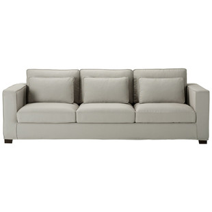 Sofá fijo 4 plazas algodón gris claro