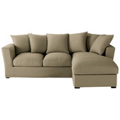 Corner sofa bed (right daybed) in Taupe cotton, seats 5,