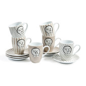 Coffret 6 tasses et soucoupes à café Mode