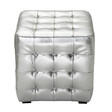 Pouf argent capitonné Chesterfield