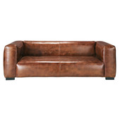 3/4-Sitzer-Ledersofa, nicht ausziehbar, braun<br />John