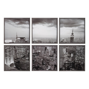 Set of 6 New York City by night canvases