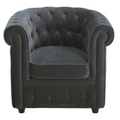 Poltrona velluto grigio  Chesterfield