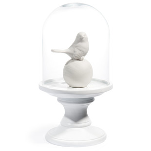 Statuette moineau sous cloche