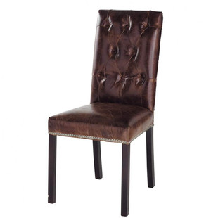 Chaise cuir marron  Elizabeth