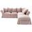 Corner sofa bed in vintage mauve linen, seats 6