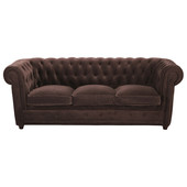 Divano 3 posti fisso velluto cioccolato <br />Chesterfield