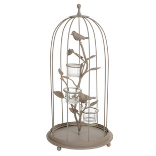 Candelabro grigio gabbietta per uccelli
