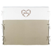 Housse tête de lit lin cœur taupe 160 cm