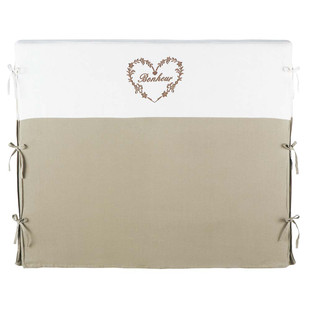 Taupe Heart Linen Headboard Slipcover, 160cm