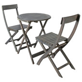 Grey wood table & 2 chair garden furniture set <br />Saint-Malo