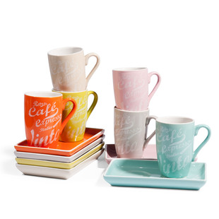 Set of 6 Restaurant tall coffee cups and saucers