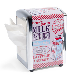 Milk carton serviette distributor