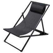 Steamer chair/ folding deckchair, charcoal grey <br />Split