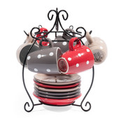 Support 6 tasses et soucoupes Pois