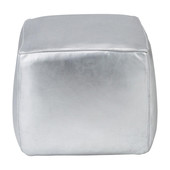 Puf cuadrado de cuero plata Sam