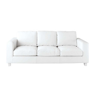 Ledersofa weiß 3-Sitzer Kennedy