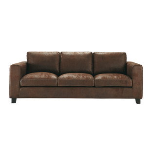 Canapé microsuède marron 3 places<br />Kennedy