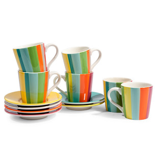 Assortiment de 6 tasses et soucoupes café Soleya