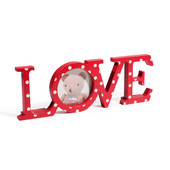 Cadre photo Love rouge à pois blancs