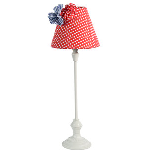 Lampe Pompons abat jour rouge à pois