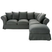 Corner sofa bed in Slate Grey cotton, seats 6<br />Roma