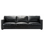 4/5-Sitzer-Ledersofa, nicht ausziehbar, schwarz