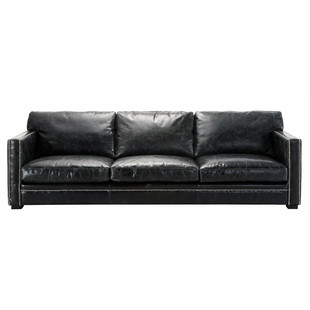 4/5-Sitzer-Ledersofa, nicht ausziehbar, schwarz
