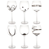 Set of 6 glasses with silver design
