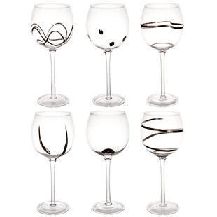 Coffret 6 verres graphique argent