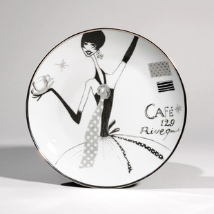 Plato de postre alta costura blanco <br /> - Lote de 6