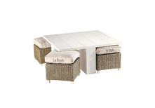 Couchtisch und 4 Hocker  Newport