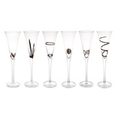 Set of 6 Graphic silver flutes