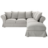 Corner sofa bed in Light Grey cotton, seats 6<br />Roma