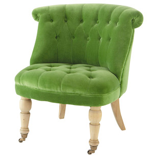 Velvet armchair in green Constantin