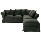 Corner sofa bed in Charcoal Grey cotton, seats 6,<br />Roma