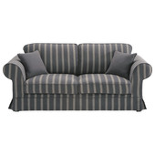 Canapé 3 places convertible coton gris rayé beige