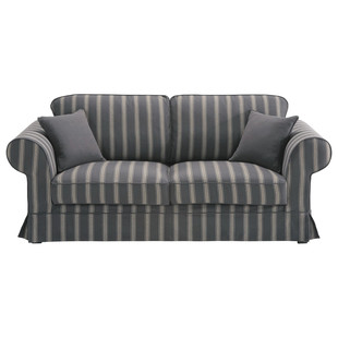 Sofá cama 3 plazas algodón gris rayas beige