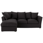 Eckschlafsofa 5-Sitzer (Ottomane links), Baumwolle schwarz