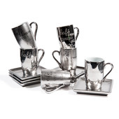 Coffret 6 tasses et soucoupes Moccha silver