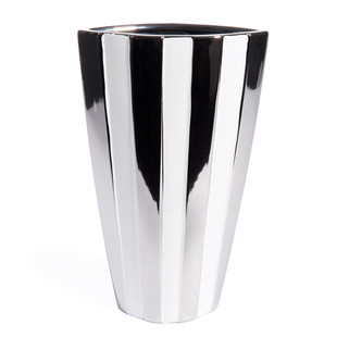 Vase rayé blanc argent