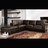 Sofa bed 5 seat sectional corner sofa bed in brown leather